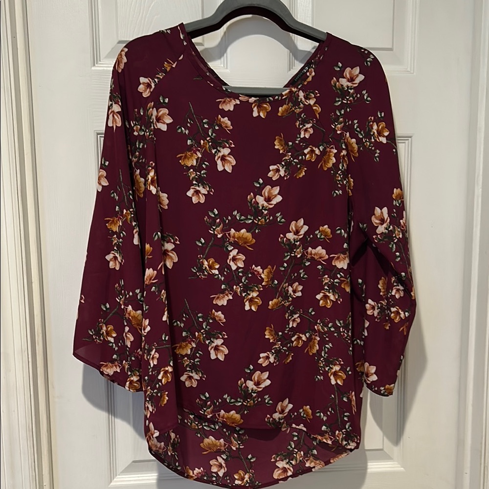 Floral Burgundy Women's Top